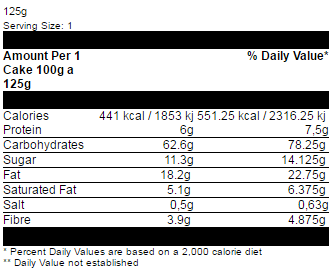 Energy Cake 125g Inhaltsstoffe